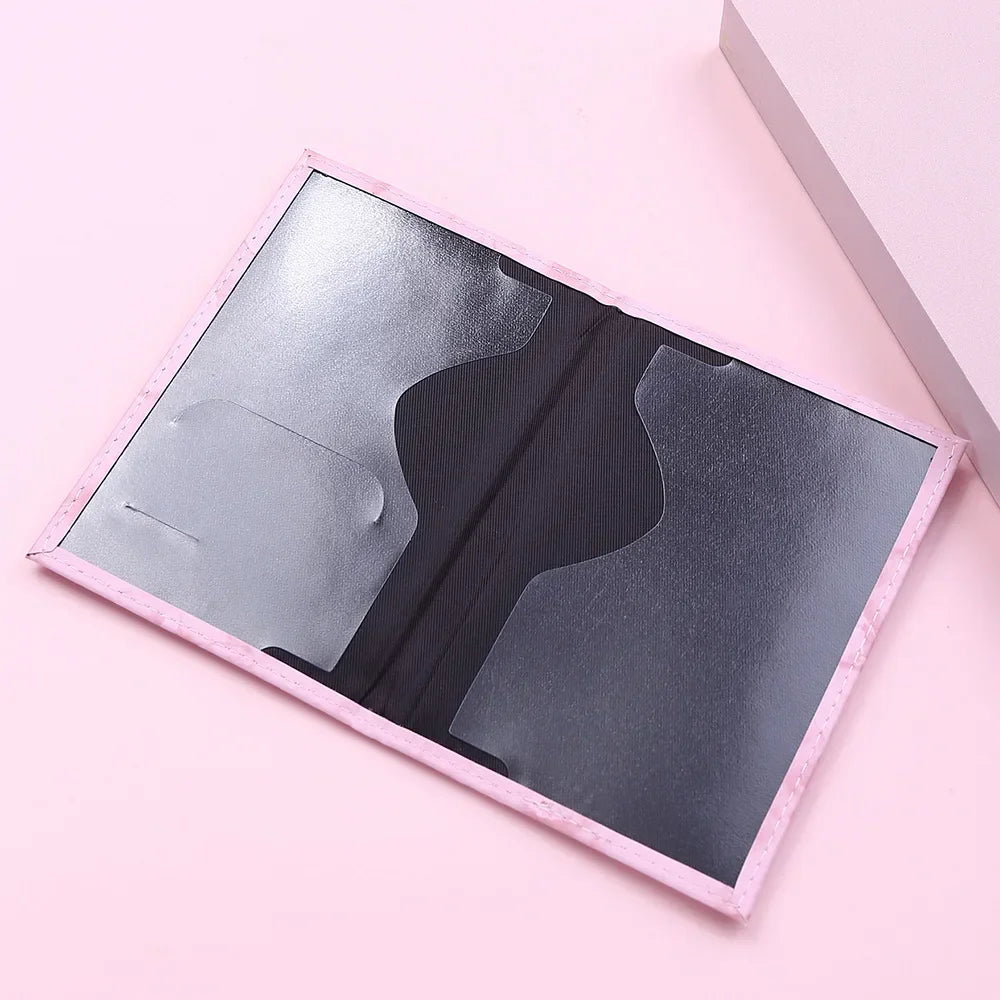 Women Fashion Pink Marble Pattern Travel Passport Cover Holder Bag