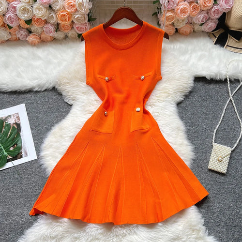 YuooMuoo Chic Fashion 2025 Summer Pleated Short Dress Women O-neck