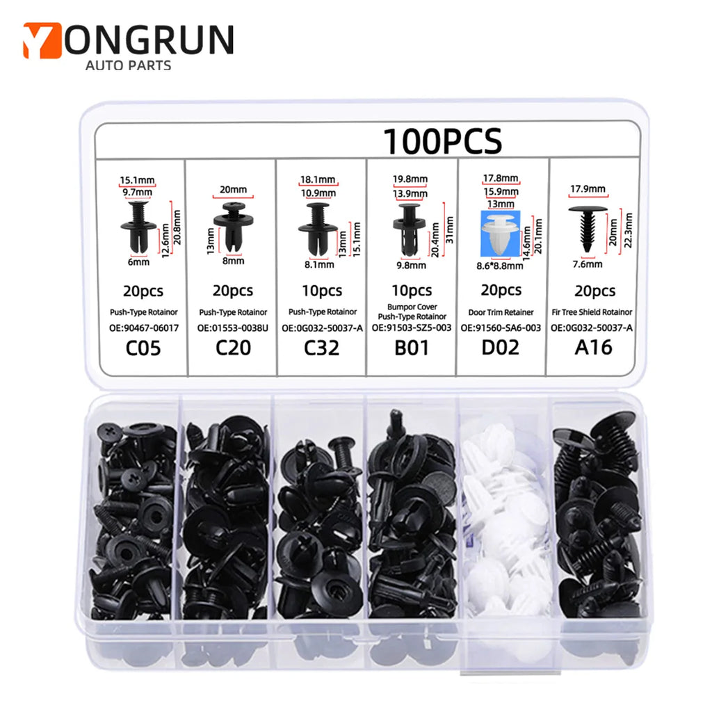 Bumper Retainer Clips Car Plastic Rivets Fasteners Push Retainer Kit