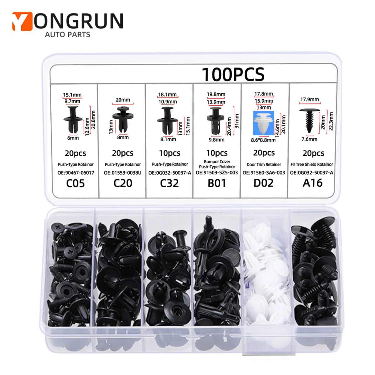 Bumper Retainer Clips Car Plastic Rivets Fasteners Push Retainer Kit