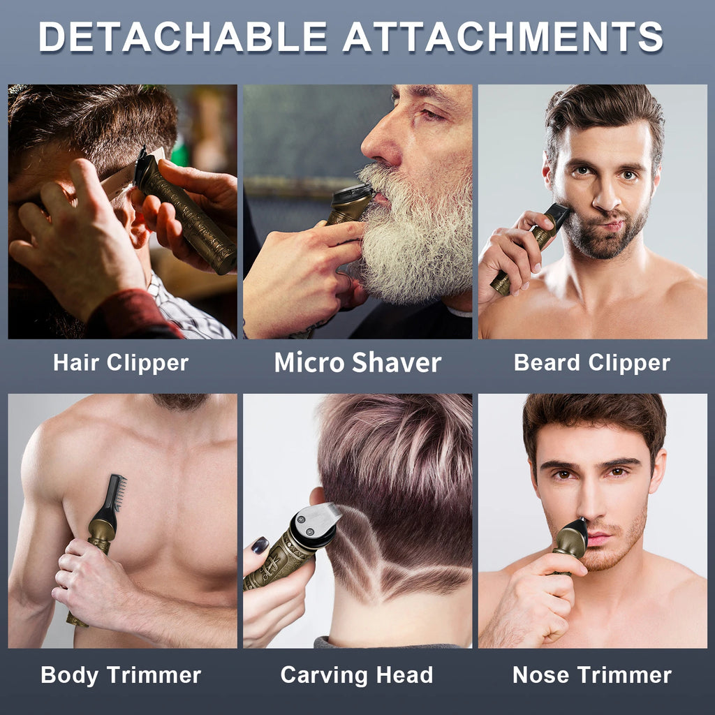 Hatteker 6 in 1 hair clipper set hair trimmer hair cutting machine for