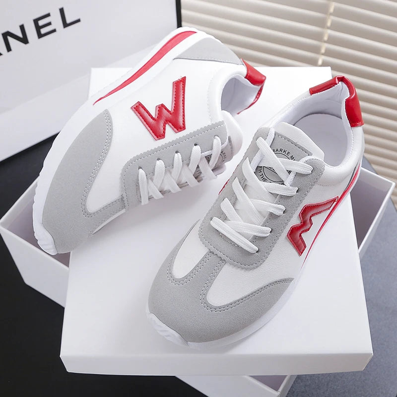 New 2024 Women Casual Walking Shoes Summer Flat Lace Up Leather High