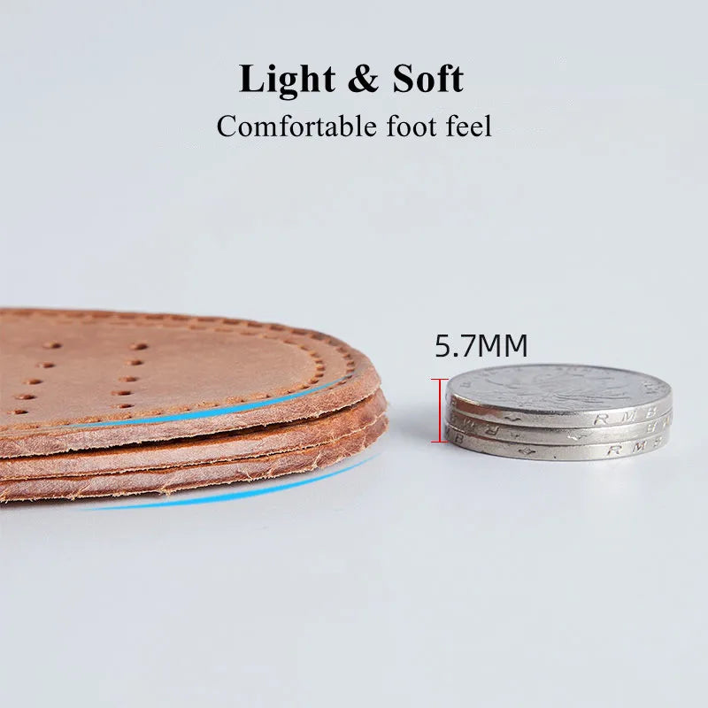 Real Cowhide Insole Leather Shoes Boots Shoe Inserts Soft Breathable