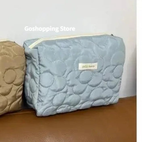 Quilted Cotton Ladies Travel Storage Bag Retro Cherry Women's Cosmetic