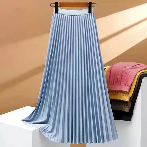 2024 Women Elegant Pleated Skirt High Waist Women Mid-long Skirt