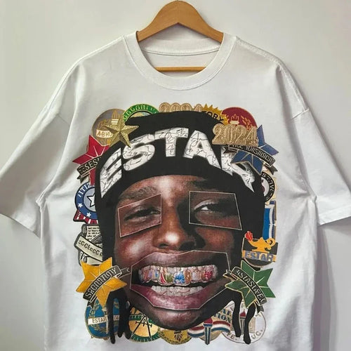 New Harajuku Couple Cartoon Pattern Graphic T Shirts Hip Hop Goth