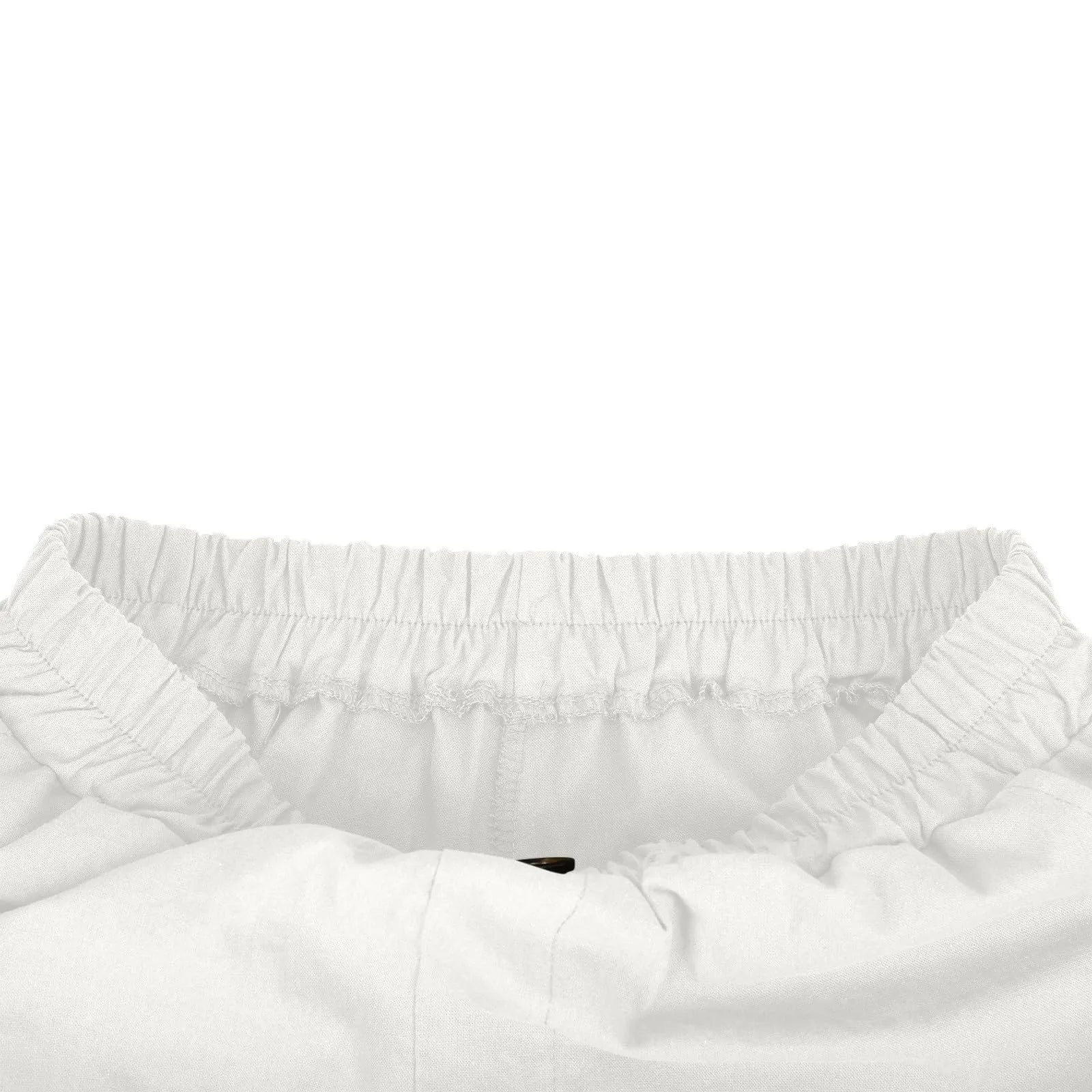 Cotton Linen Shorts Women Summer New Solid Vintage Elastic Waist Wide