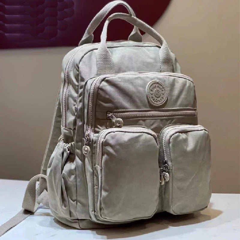 Fashion Woman Backpack Waterproof Nylon Soft Handle Solid Multi-pocket
