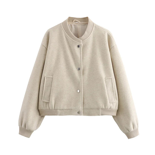 MUJER 2025 Women Jacket Cropped Bomber Jackets For Women Beige Black