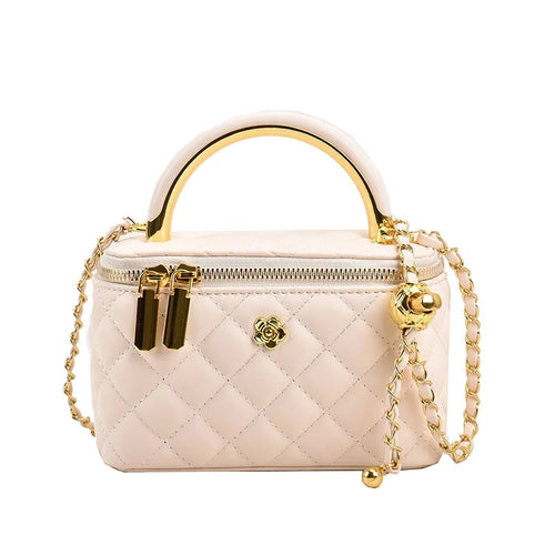 Quilted Shoulder Bag for Women PU Leather British Style Handbag Ladies