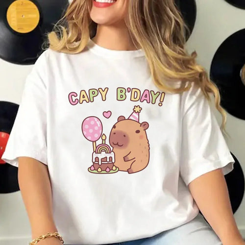 Capybara T-shirts Women Manga Graphic Tee Harajuku Top Female Japanese