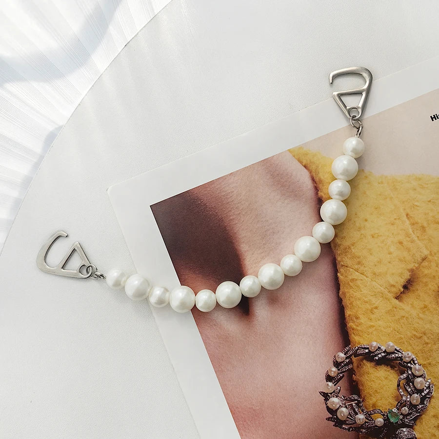 2 Pieces Sparkling Faux Pearl Decoration Chain Suitable For Crocs Bogg