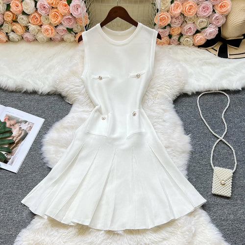 YuooMuoo Chic Fashion 2025 Summer Pleated Short Dress Women O-neck