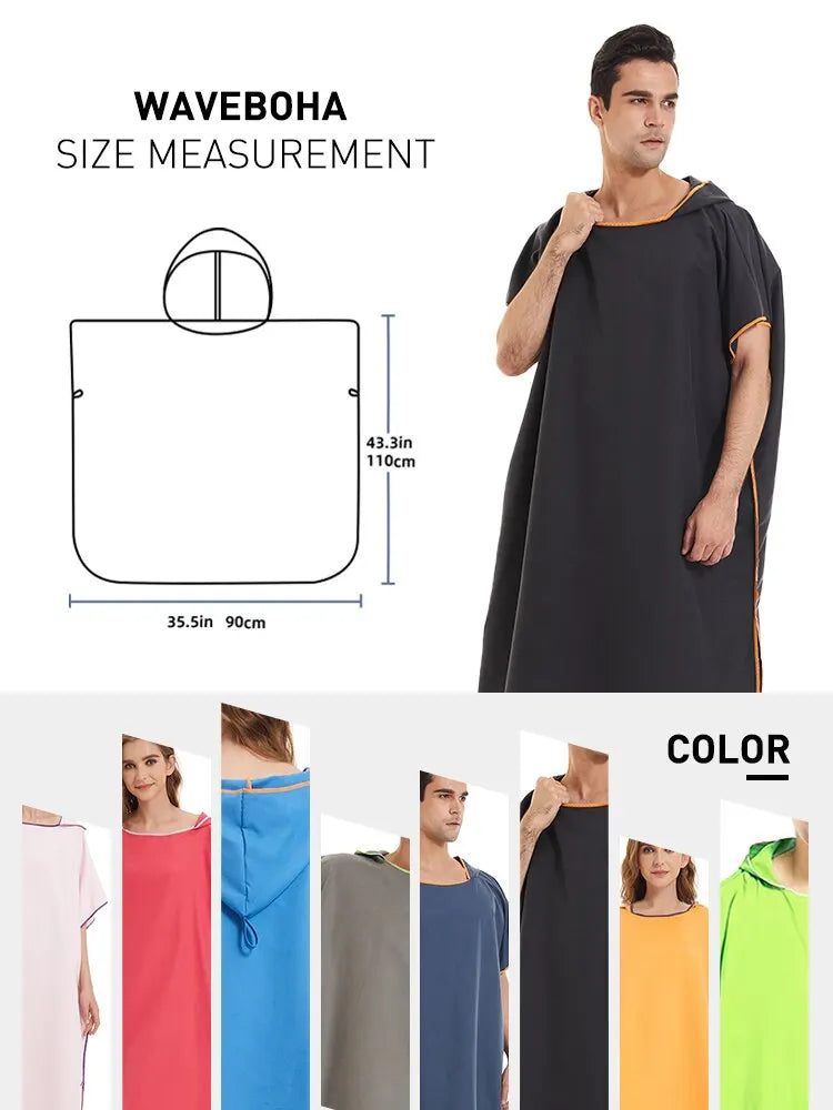 Microfiber Hooded Towel Men Women for Swim Beach Travel Quick Dry