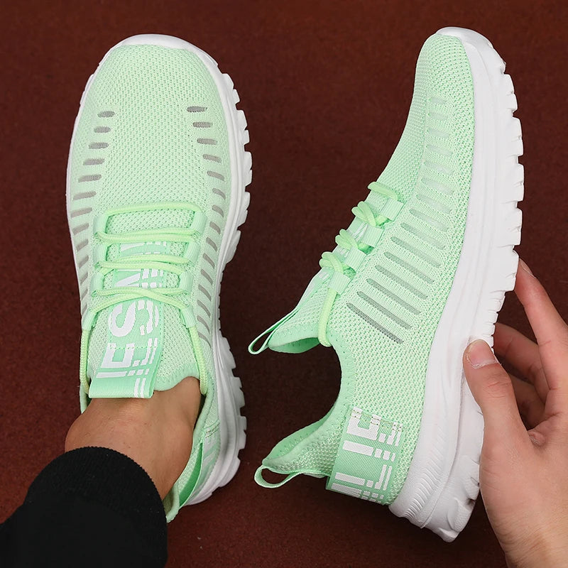 Hot Selling! Tennis Shoes Men Women Elastic Knit Mesh Breathable Upper