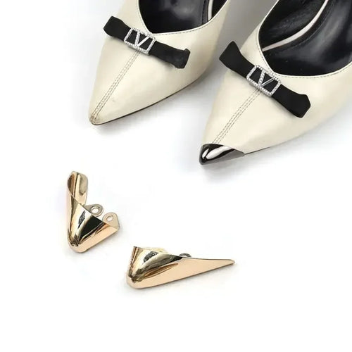 Women High Heel Metal Toe Cap Wear and Tear Concealer Anti-kicking