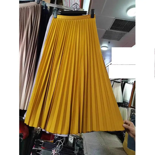 2024 Women Elegant Pleated Skirt High Waist Women Mid-long Skirt