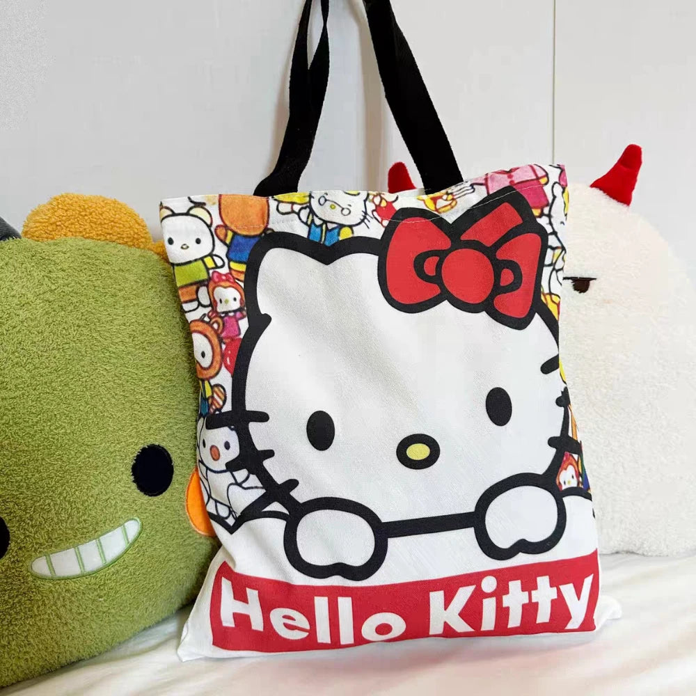 Sanrio Hello Kitty Large Capacity Canvas Bag Cute Cartoon Kt Cat New