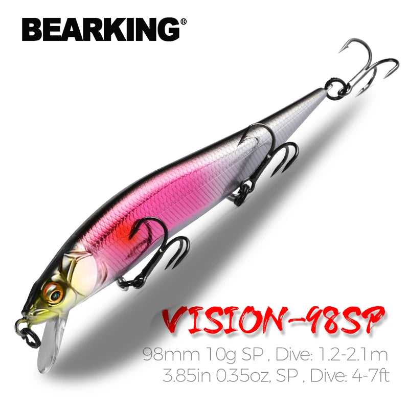 BEARKING 9.8cm 10g SP dive 2.1m professional Minnow Wobbler fishing