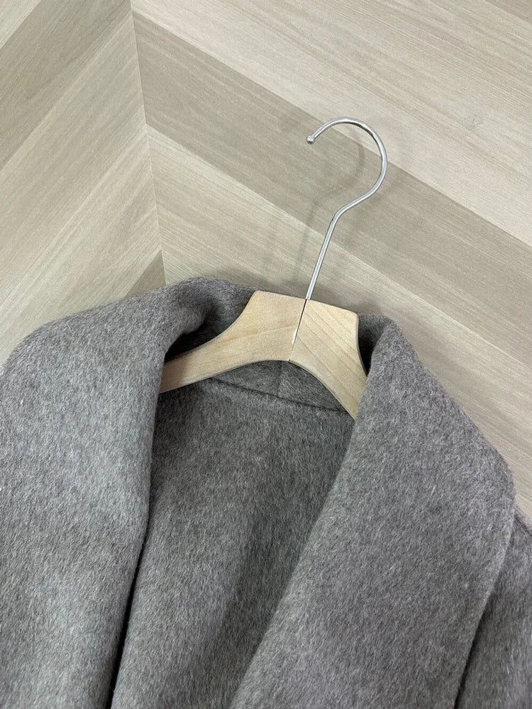 Tossy Fox Fur Wool Overcoat Women's Short Coat Office Lady Elegant
