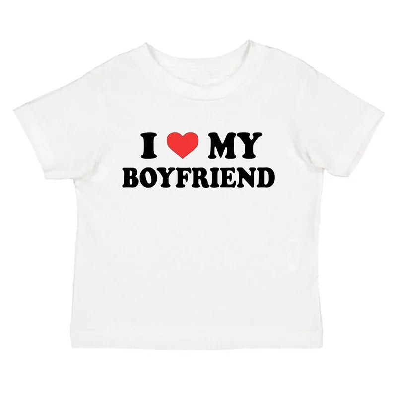 I LOVE MY BOYFRIEND Women Y2K T Shirt Girl Graphic Printed Fashion