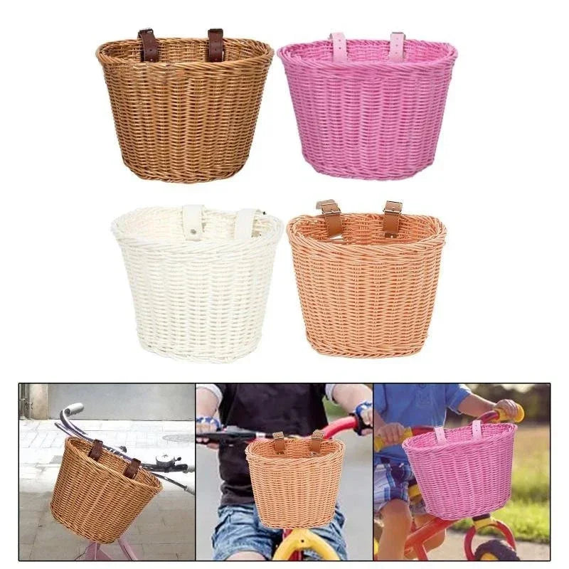 Bicycle Basket Rattan Woven Bike Storage Front Handlebar Basket