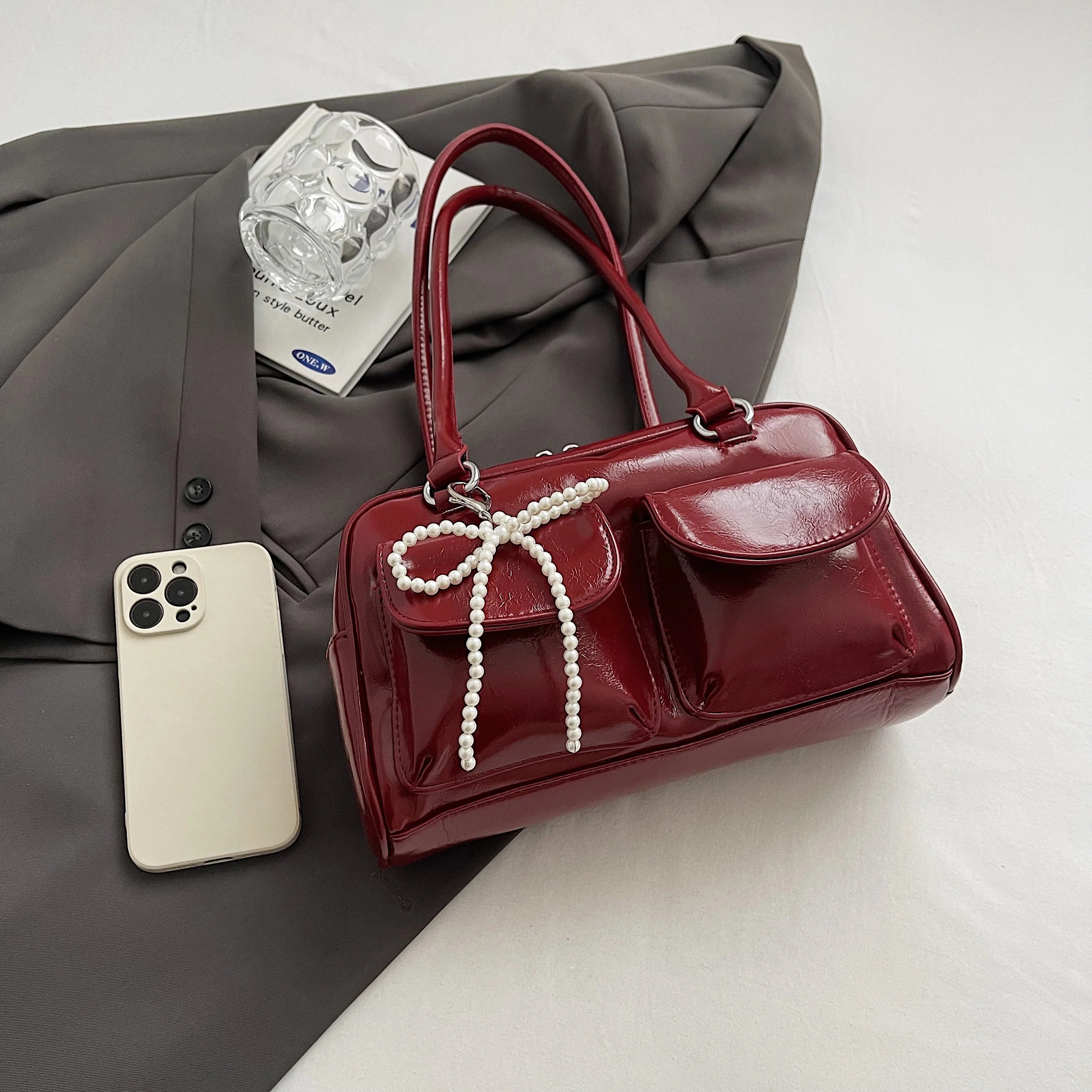 Fashionable Underarm Bow Bag for Women 2024 Korean Edition New Simple