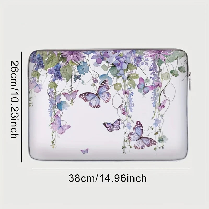 One piece set, two styles, purple butterfly pattern laptop bag and