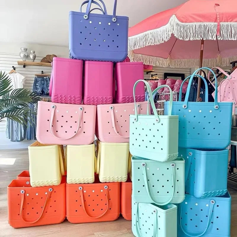 M/L/XL Beach Bag Fashion EVA Waterproof Rubber Picnic Storage Basket