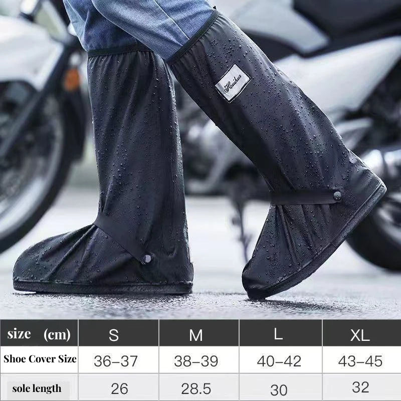 Rain Boot Shoe Cover Black Waterproof with Reflector High Top Clear