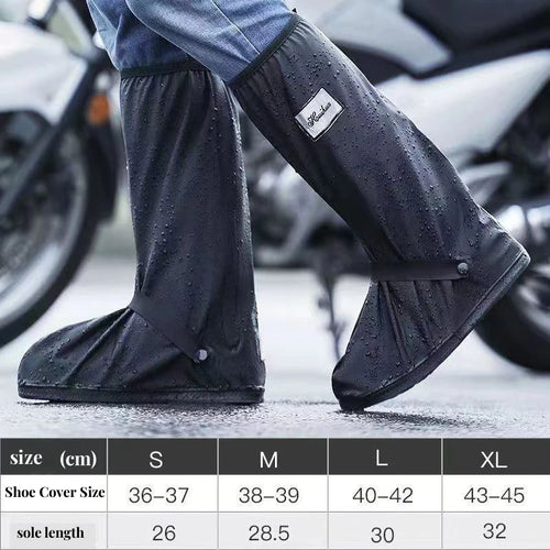 Rain Boot Shoe Cover Black Waterproof with Reflector High Top Clear