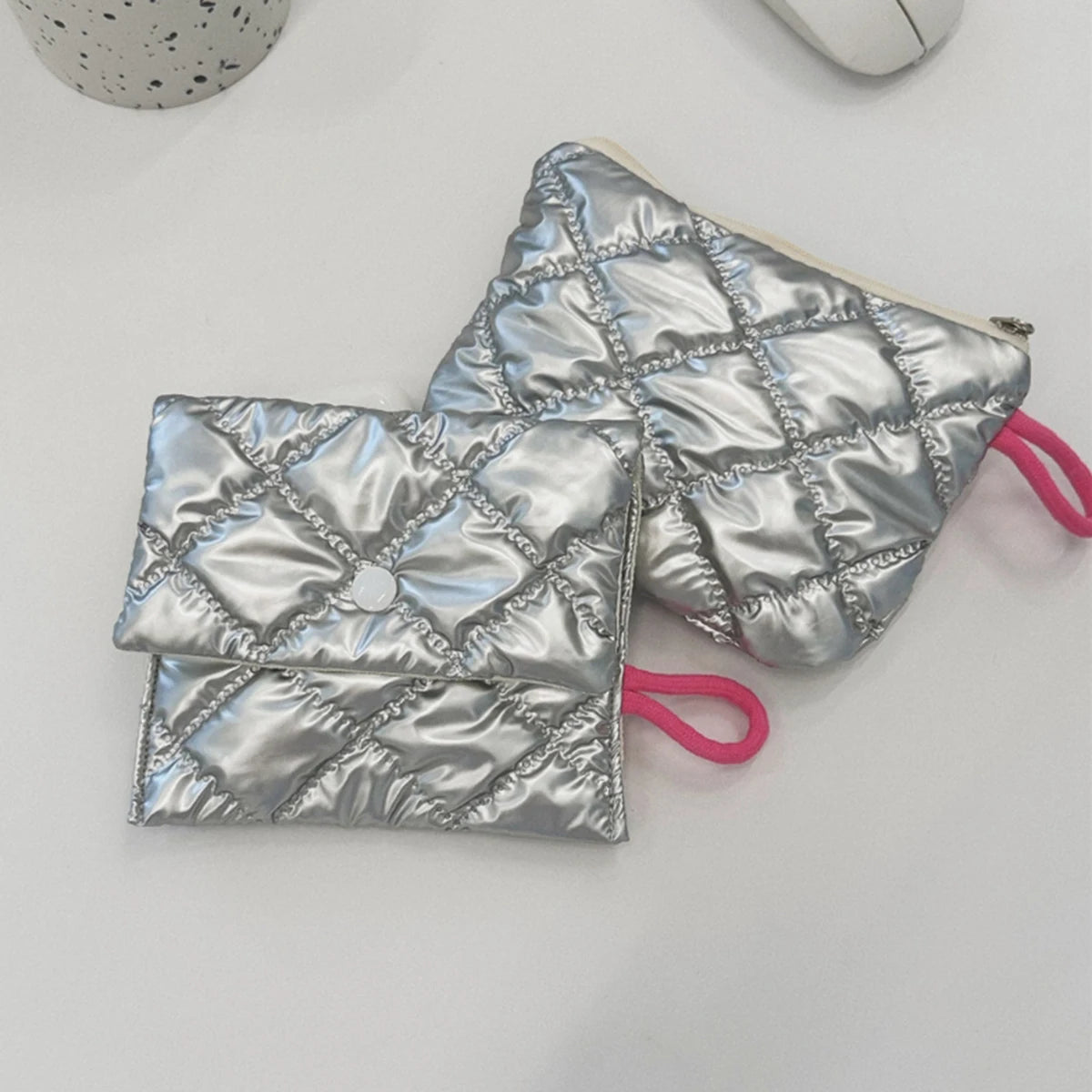 Silver Lingge Bow Pattern Coin Purses Small Canvas Coin Wallet Lady