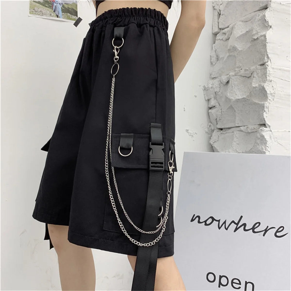 Loose Cargo Shorts Women Large Pocket Harajuku Japan Shorts Girl