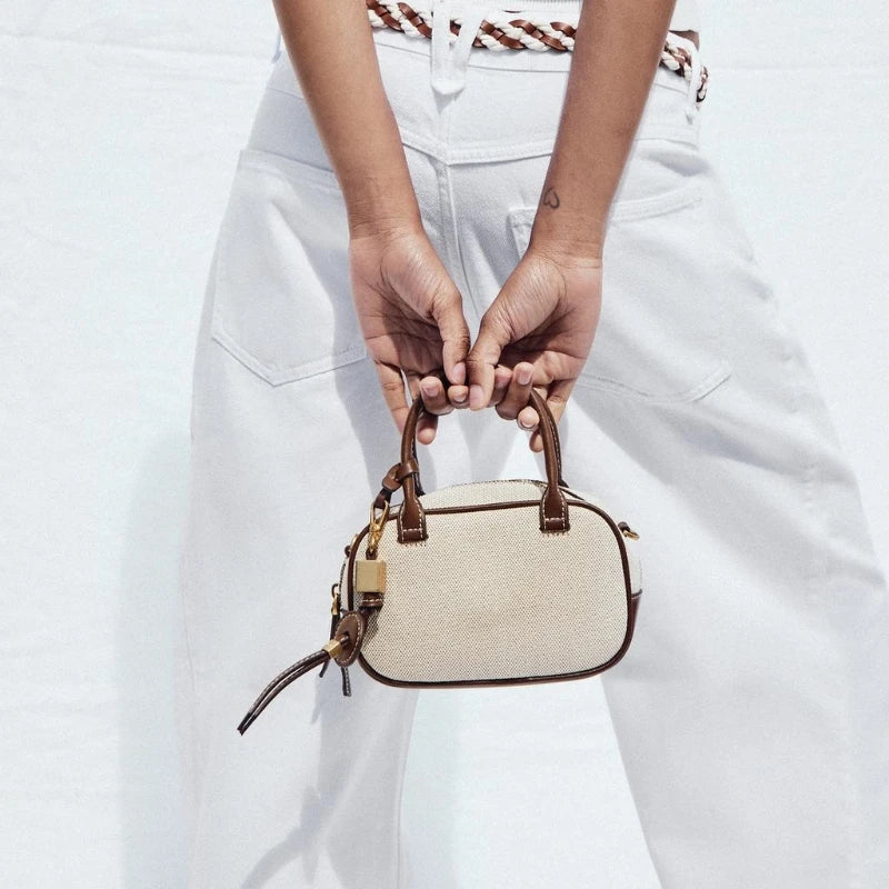MINI TOPSTITCHED BAG, Wide Strap Women's Vintage Crossbody Bag, Ladies
