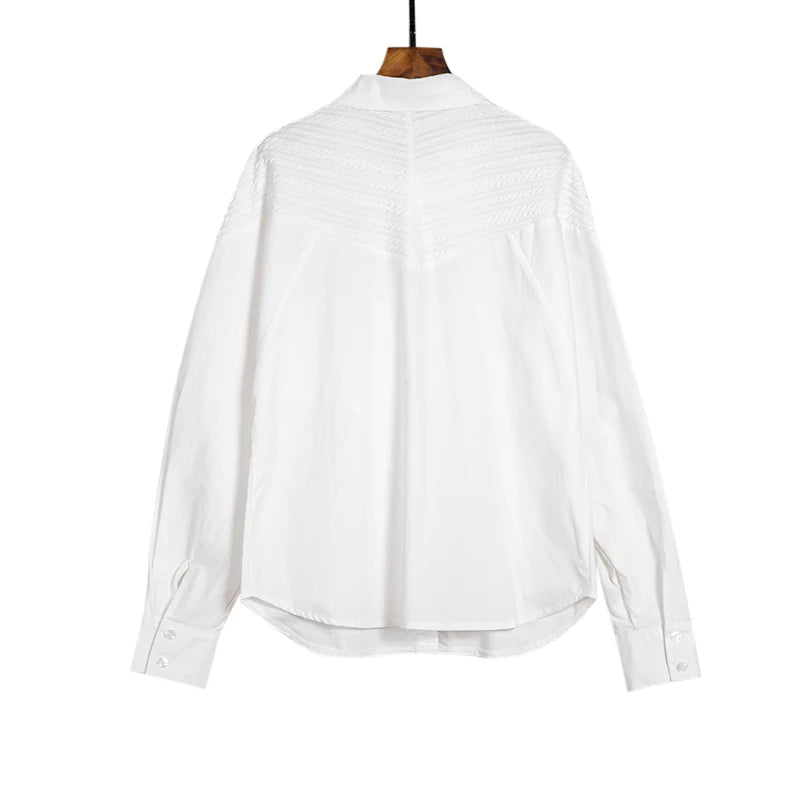 CHCH Women's Blouse Knitted Patchwork Striped Blouse Casual Fashion
