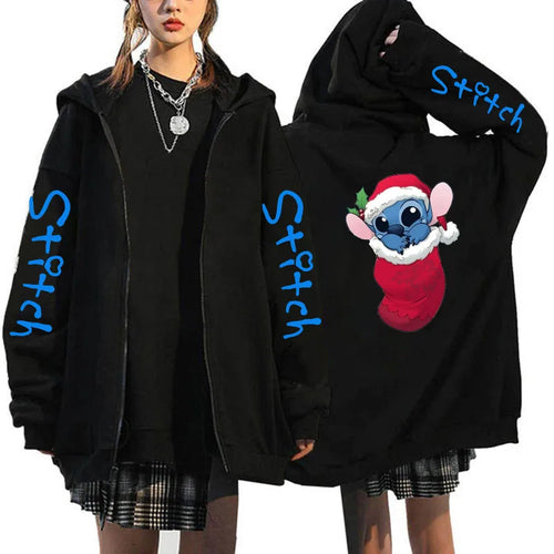 Oversized Y2k Zip-up Hoodie Disney Women's Lilo & Stitch Costume