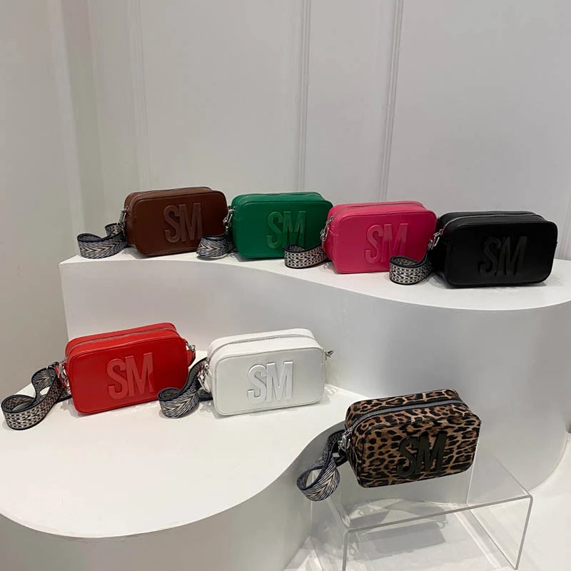 Fashion Letters Shoulder Bags for Women Leopard Print Small Square Bag