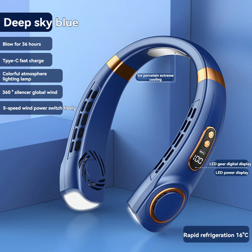2024 New Portable Halterneck Fan USB Handheld Silent Multi-function