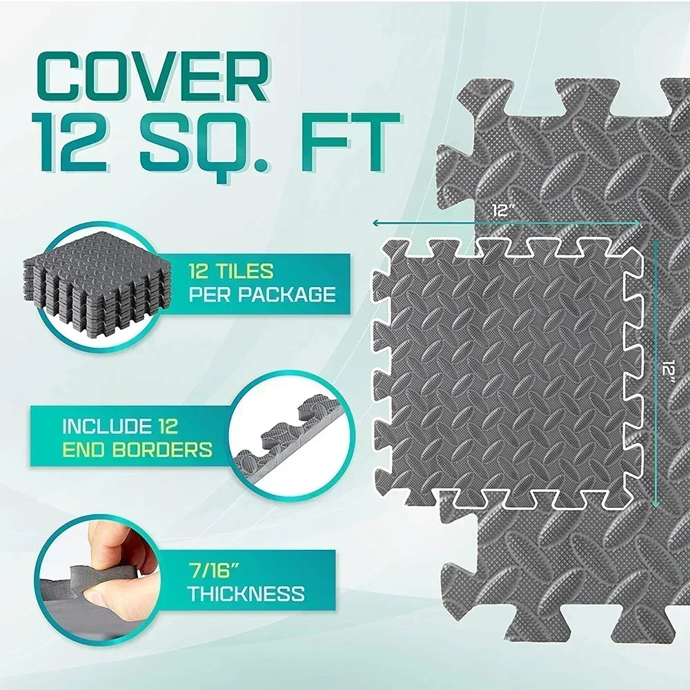 4~20Pcs Puzzle Fitness Mat, Eva Interlocking Foam Floor Tiles for Home