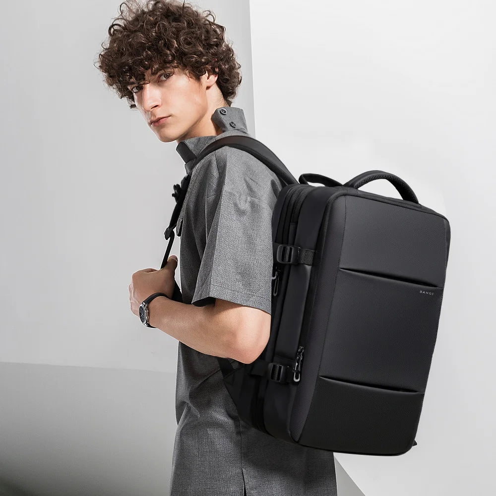 BANGE Expandable Men's Backpack Waterproof 17.3 in Laptop Backpack Man