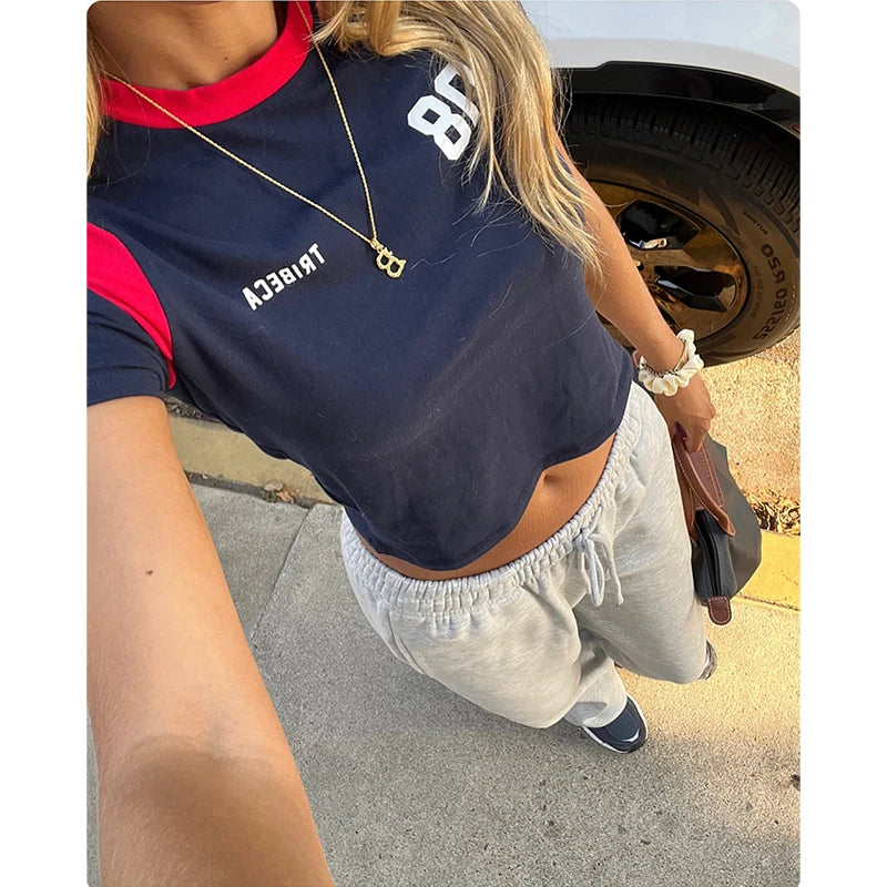 2000s Tops Aesthetics Sexy Summer Streetwear Women's Tees Casual