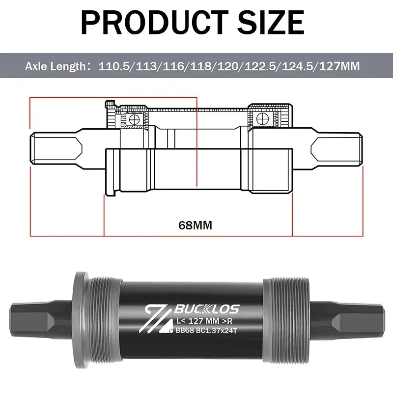 BUCKLOS Bicycle Bottom Bracket Road Mountain Bike Square Crank BB BB68