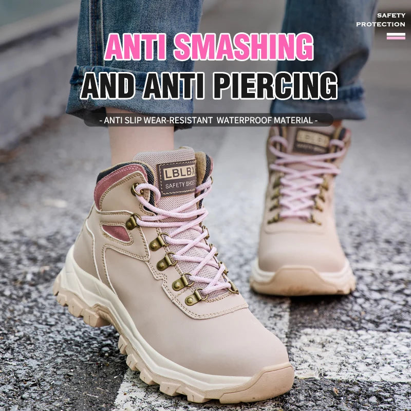 Waterproof Steel Toe Safety Boots for Women Anti-Smash Design,