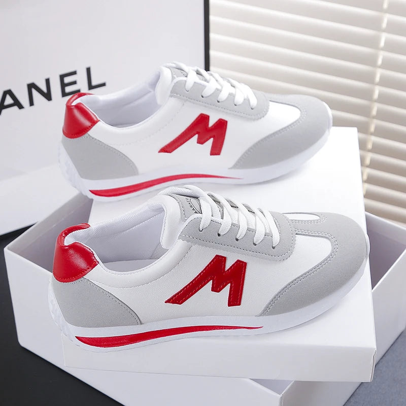 New 2024 Women Casual Walking Shoes Summer Flat Lace Up Leather High