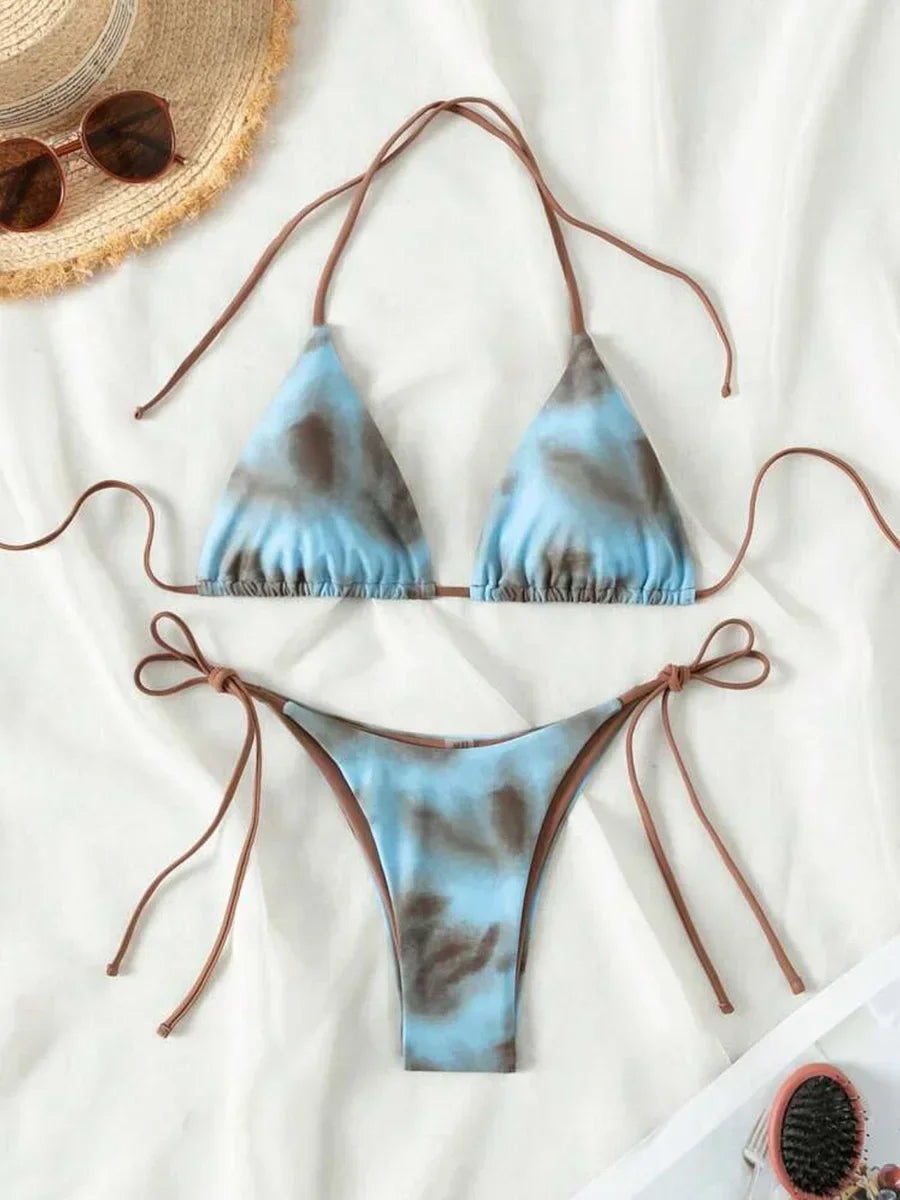 Tie Dye Bikins 2025 Mini Micro String Bikini Women Swimwear Female