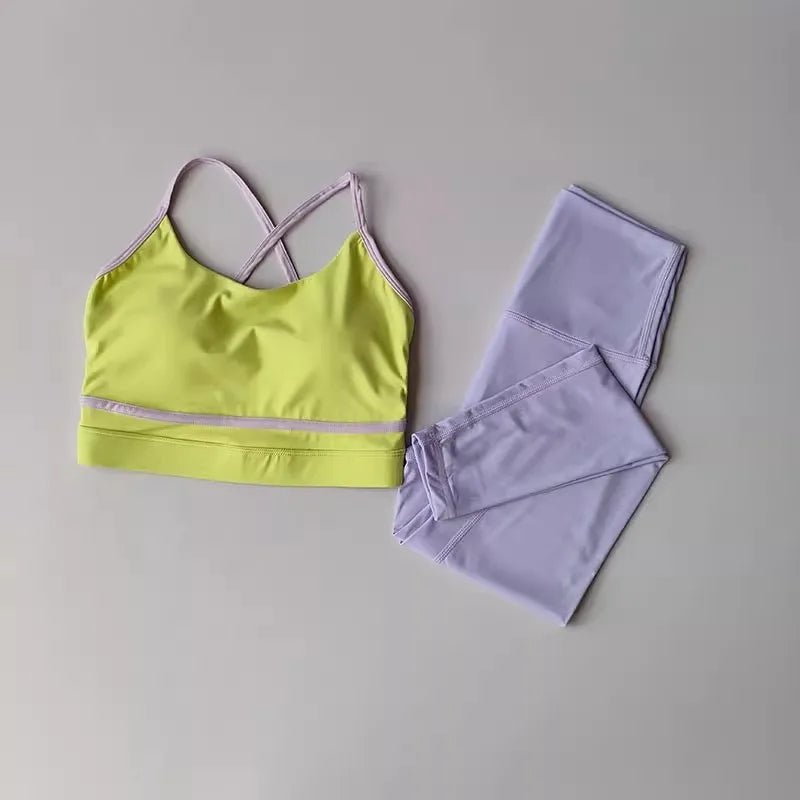 Women's Yoga Set Workout Set 2 Piece High Waist Yoga Leggings Sports