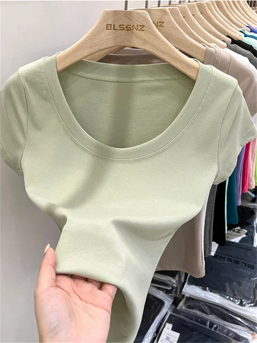 Summer Top Sexy T Shirt Women T-Shirt Korean Style Woman Clothes Slim