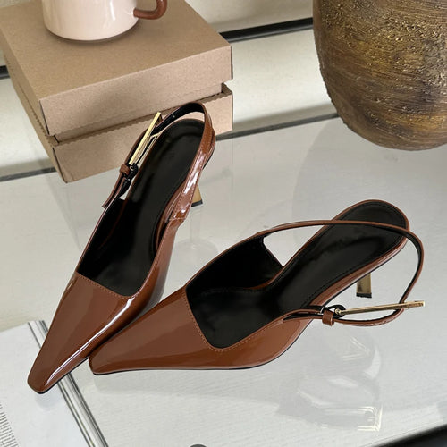 Eilyken Street Style Sexy Pointed Toe Metal Buckle Strap Women Pumps