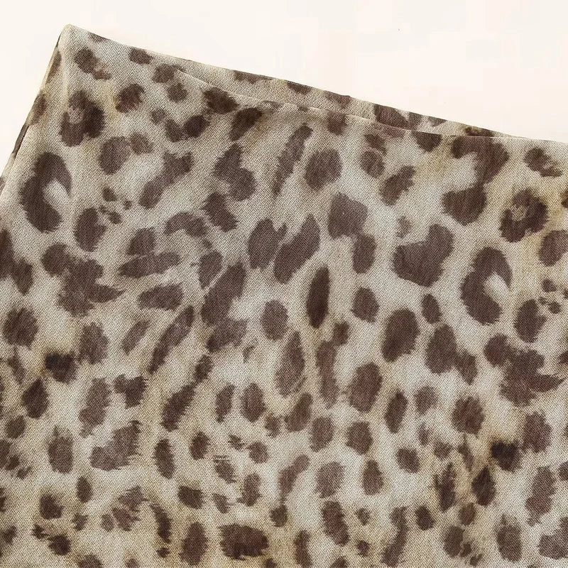 TRAF Leopard Long Skirts Women's 2024 Spring Summer Autumn Elegant