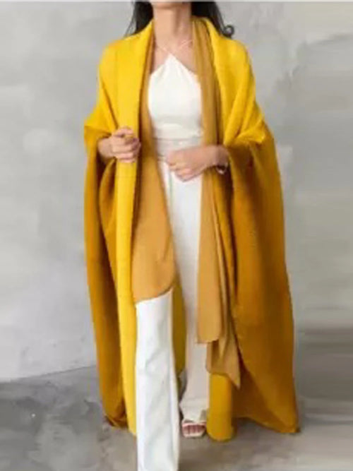 Muslim Abaya for Women Bat Sleeve Pleated Gradient Cardigan Trench